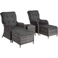 RATTAN SITZGRUPPE Benissa,mit Sicherheitsglasplatte,grau-meliert/grau - Grau, Kunststoff - tectake