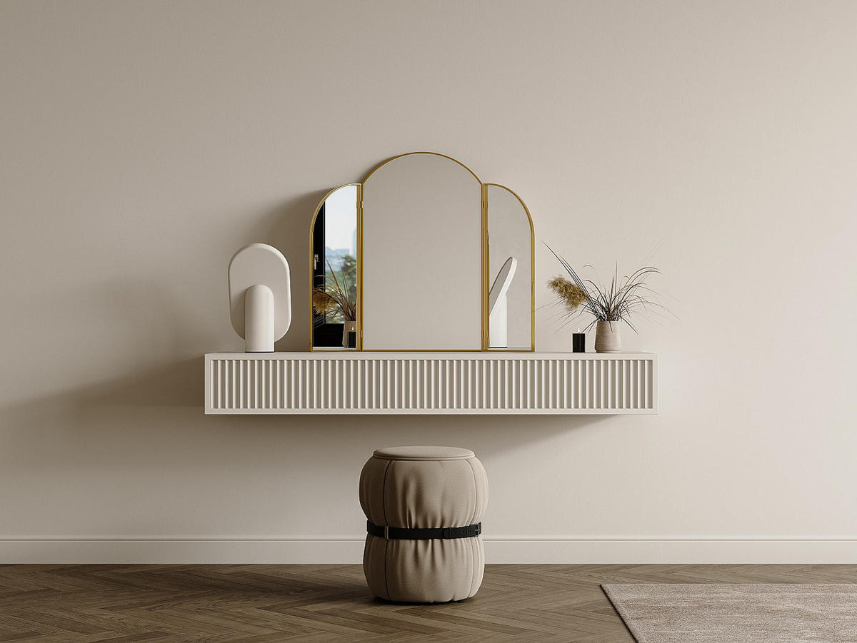 FRISEURSPIEGEL - Metall - 85 x 70,5 cm - Goldfarben - QIANA - Goldfarben, Metall (85/70.5/1.5cm) - Vente-Unique