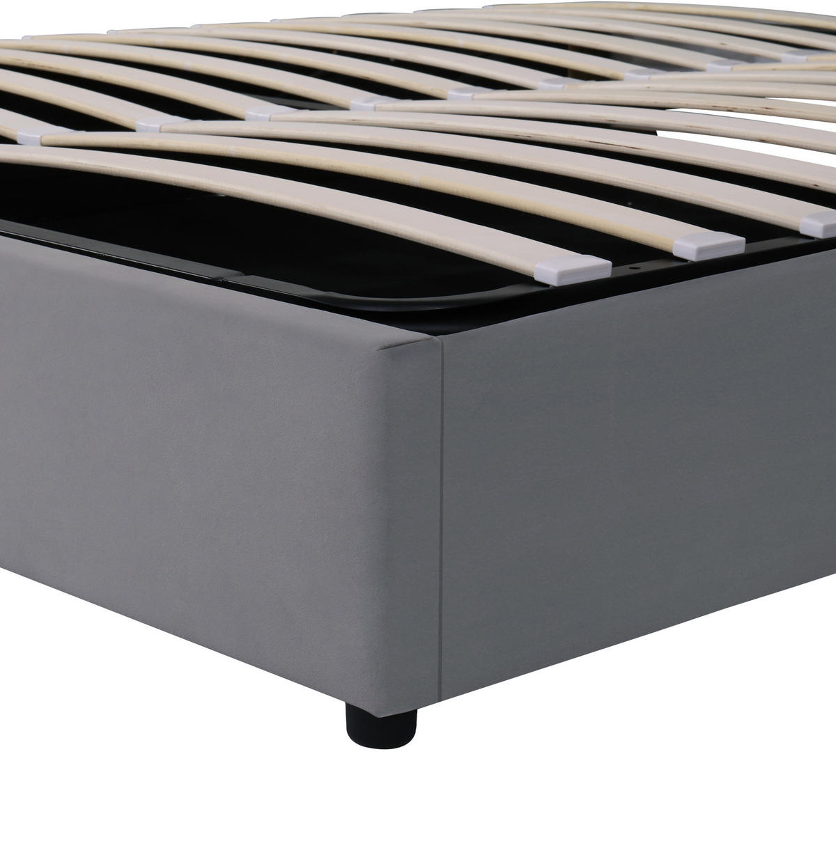 POLSTERBETT aus Samt 180x200 cm in Grau mit Stauraum, LED-Leselicht & USB - Grau, Textil (180/200cm) - Modfu