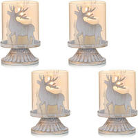 KERZENSTÄNDER 4er Set Hirsch Weiß - Weiß, Metall (8/12/8cm)