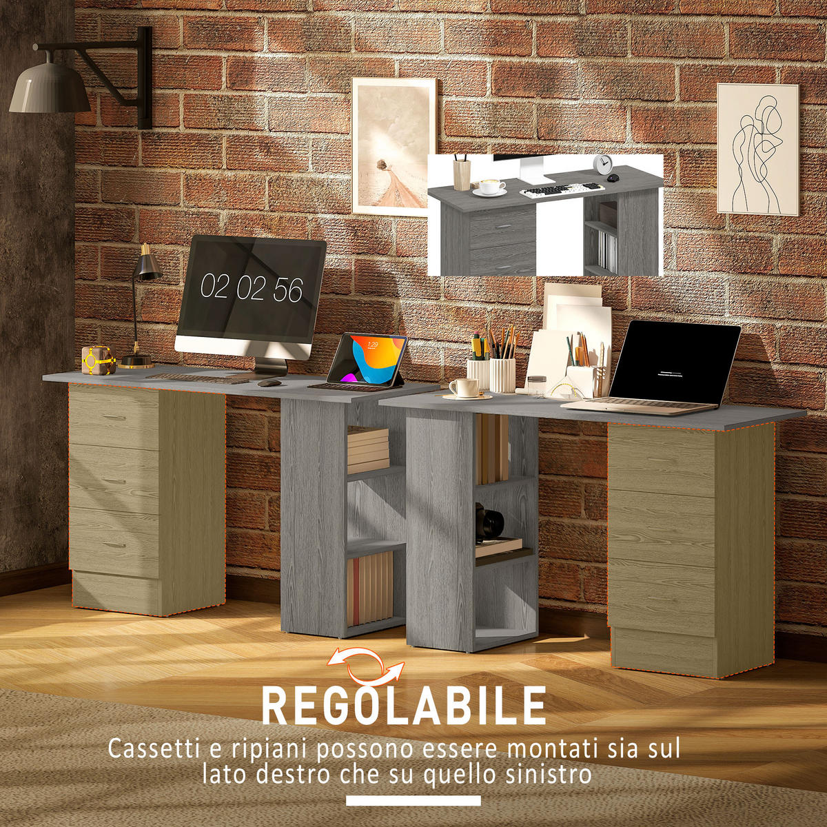 BÜROTISCH Grau 1 Stück - Grau, Holzwerkstoff (49/120/72cm) - GiPP