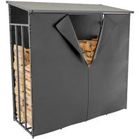 KAMINHOLZREGAL 165/70/165 cm Metall anthrazit - Anthrazit/Schwarz, Metall (165/165/70cm) - CLP