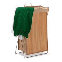 WÄSCHEKORB - Hellbraun, Holz/Textil (38/61/22cm) - Relaxdays