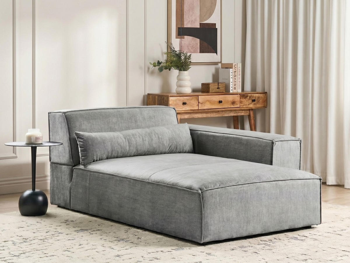 ČALOUNĚNÉ LEHÁTKO CHAISE LONGUE LEVOSTRANNÉ Látka Šedé Hellnar - šedá/tmavě šedá, textil (102/70/176cm) - Beliani