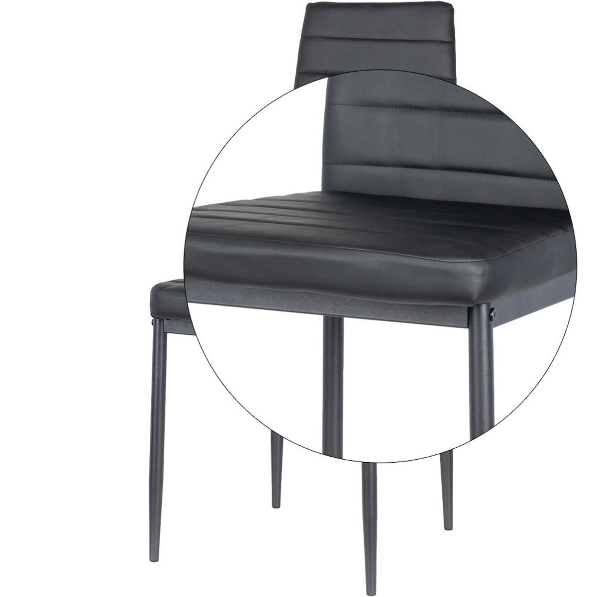 ESSZIMMERSTÜHLE 4er-Set Zyta – Schwarze Kunstlederstühle mit Metallbeinen - Schwarz, Metall (42/96/54cm) - Jana