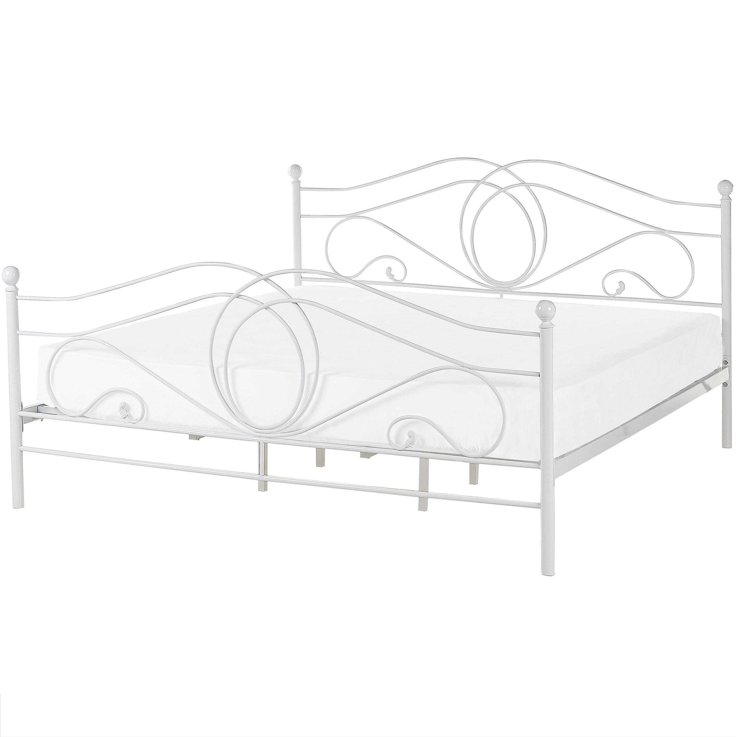 METALLBETT 180/200cm Weiß Lyra - Weiß, Metall (180/200cm) - Beliani