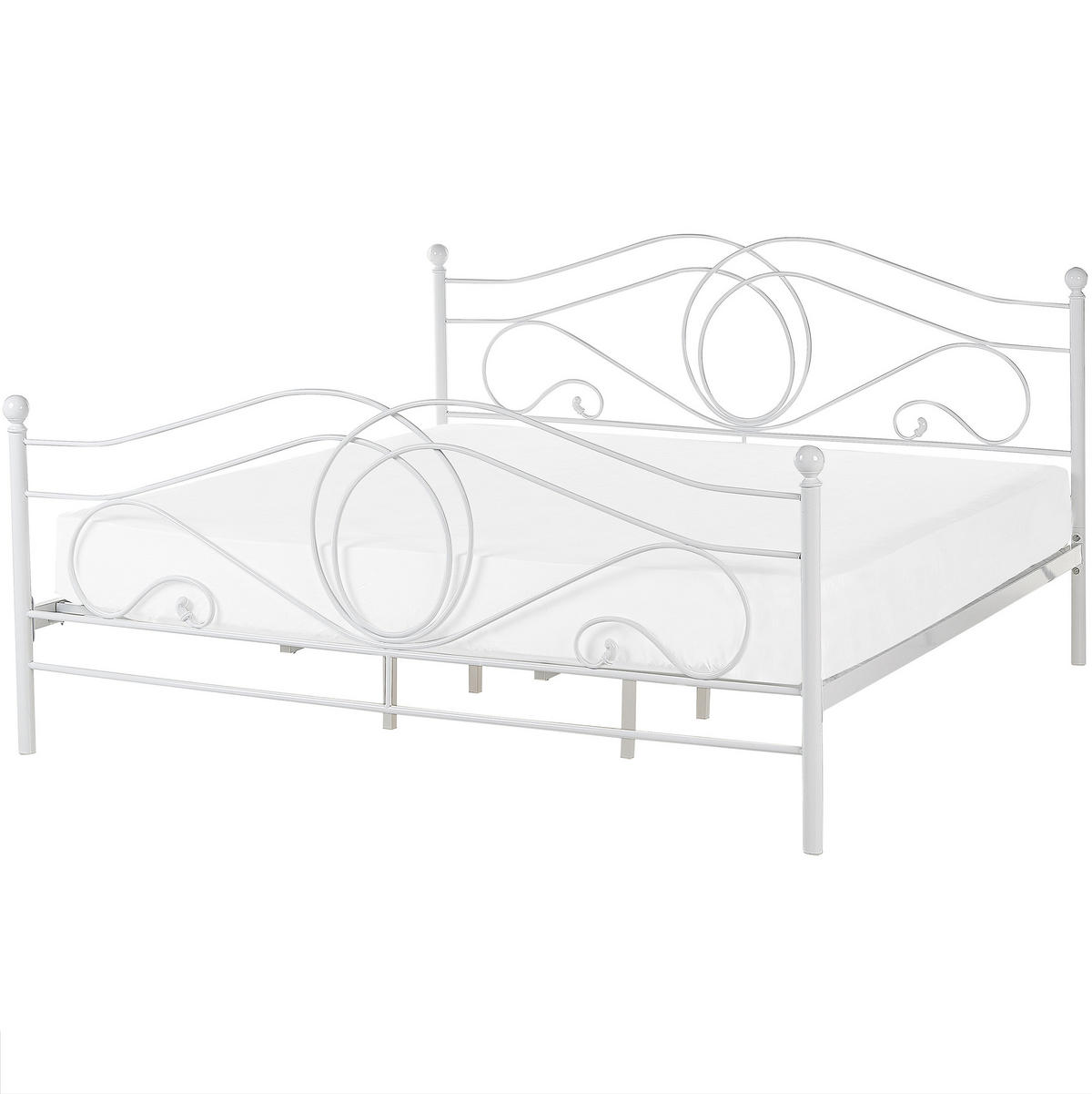 METALLBETT 180/200cm Weiß Lyra - Weiß, Metall (180/200cm) - Beliani