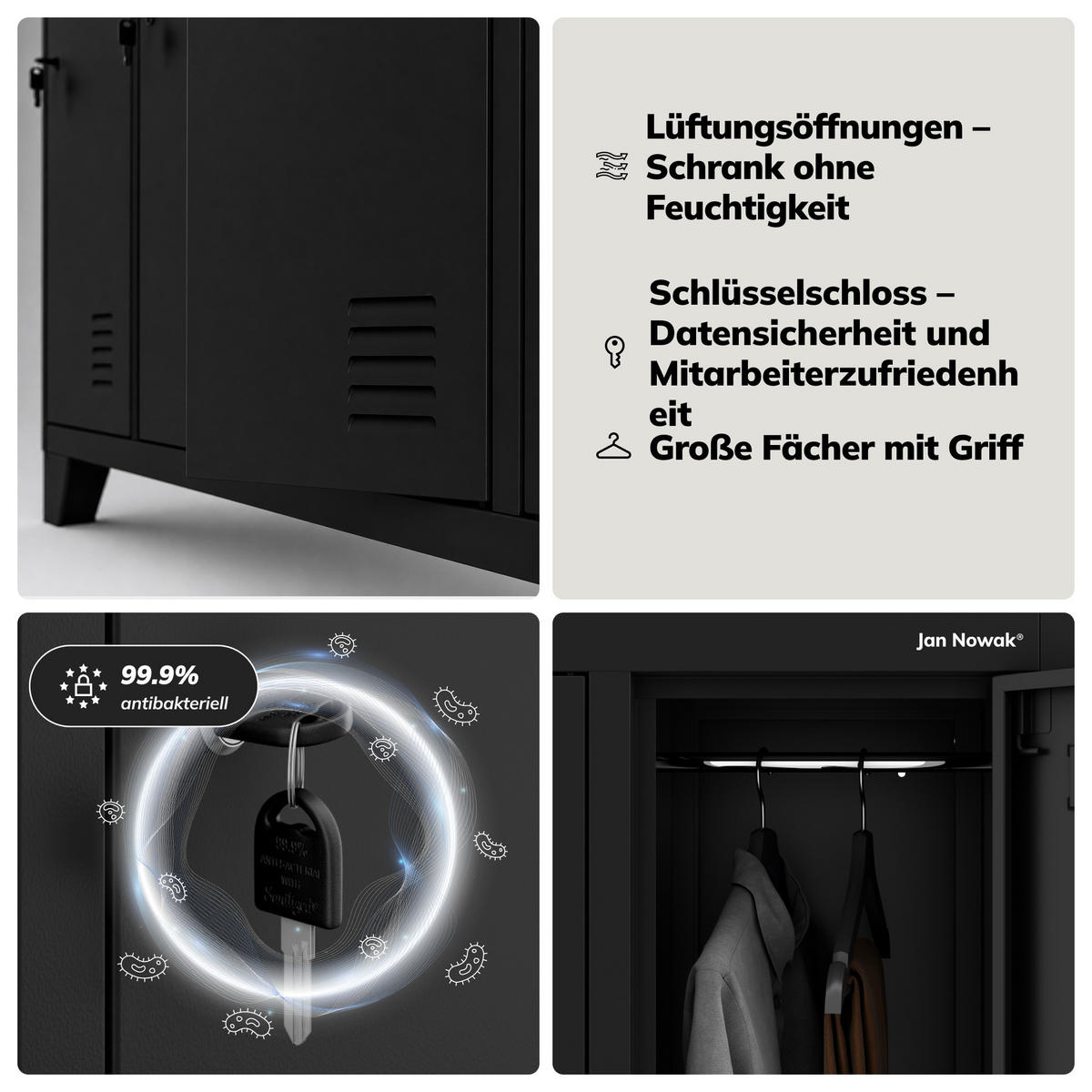 SCHLIESSFACHSCHRANK Bartek - Schwarz, Metall (136/172/45cm) - Jan Nowak