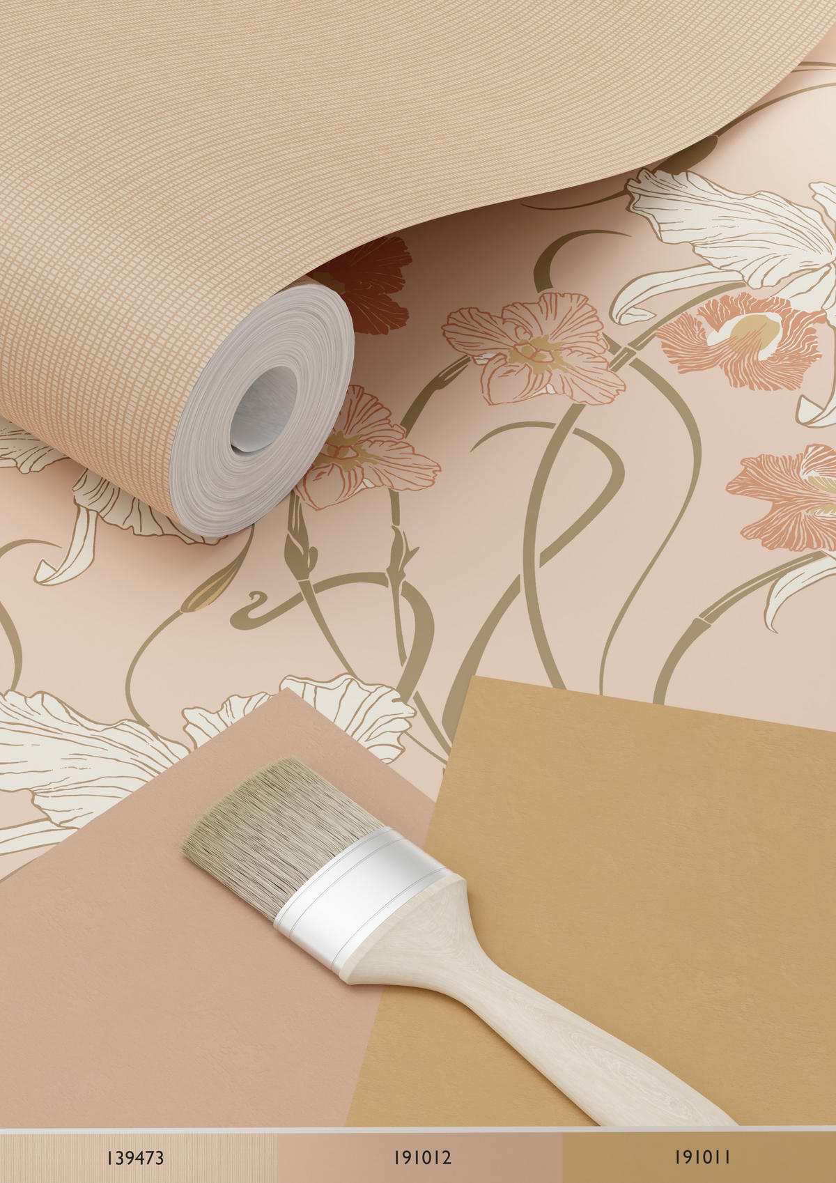 TAPETE Blumenmuster im Jugendstil 53 cm x 10.05 m - Pink, Papier (53/1000cm) - ESTAhome