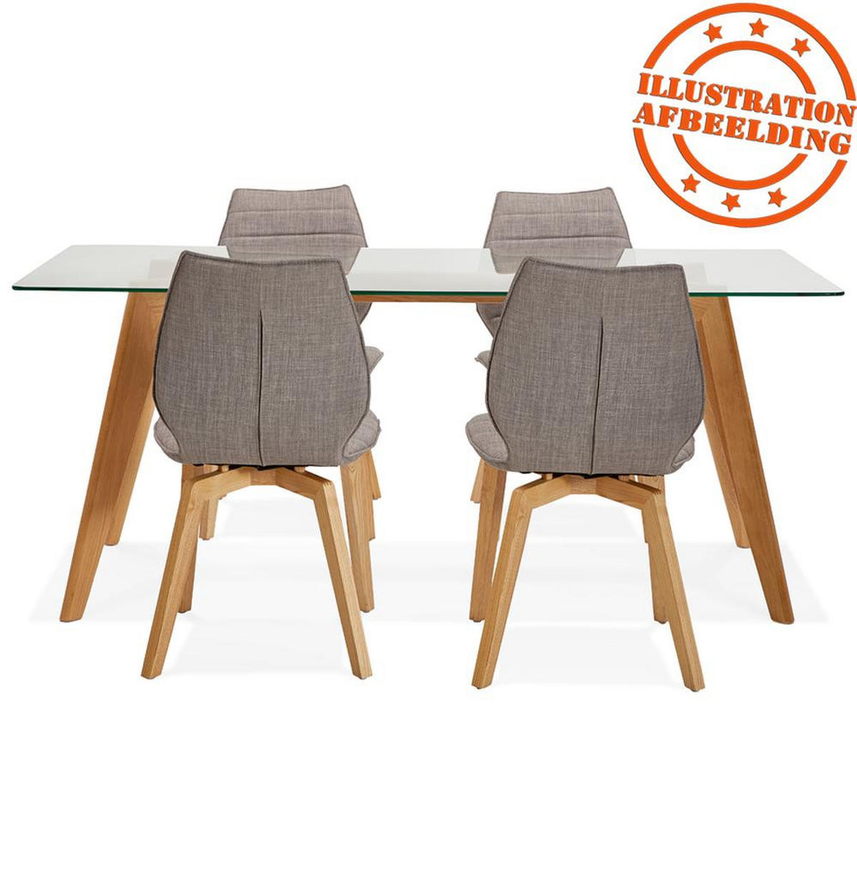 ESSTISCH – Glas Eiche 180x90 cm Transparent Modern - Transparent/Beige, Glas/Eichenholz (90/180/75cm) - KADIMA DESIGN