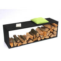 KAMINHOLZREGAL D-Stil Metall Schwarz 150/40/50 cm - Schwarz, Metall (150/50/40cm) - DanDiBo