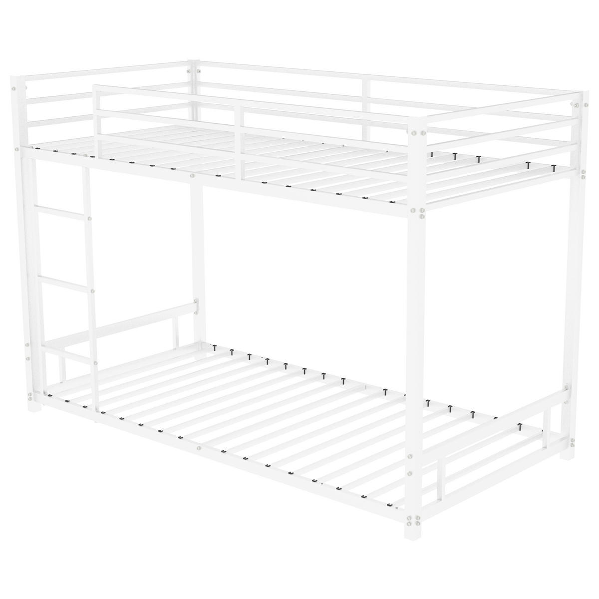 KINDERBETT Weiß Liegefläche 90/190 cm, Metall-Etagenbett, Sicherheitsgeländer - Weiß, Metall (90/190cm) - PANGIVO