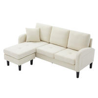 ECKSOFA 166/118/77 cm hellbeige aus Schaumstoff mit modularer Chaiselongue - Beige, Kunststoff (118/166cm) - OKWISH