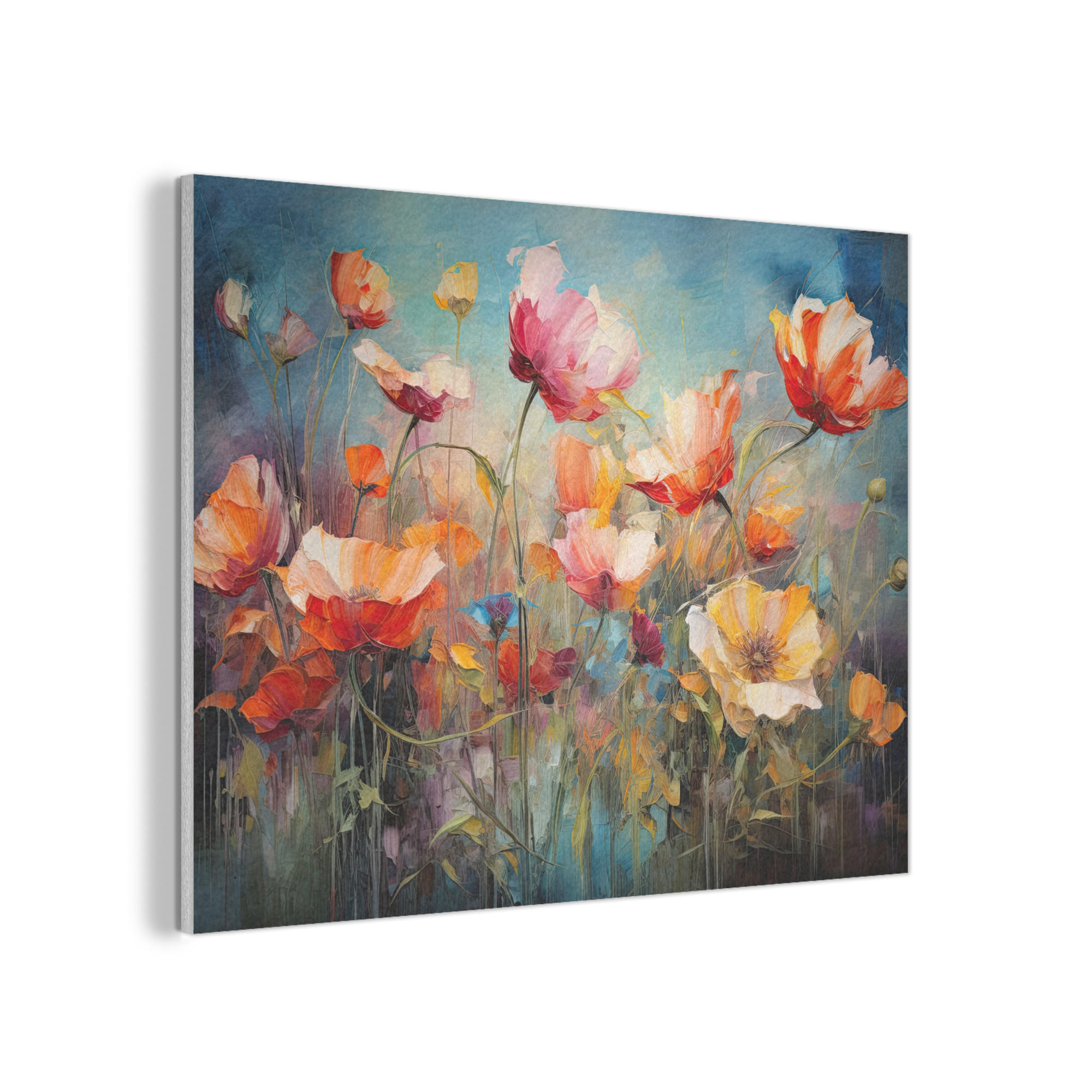 AKUSTIKPANEEL Blumen - Aquarell - Kunst - Botanisch - Natur 100x70 cm - Orange, Textil (100/0.9/70cm) - MuchoWow