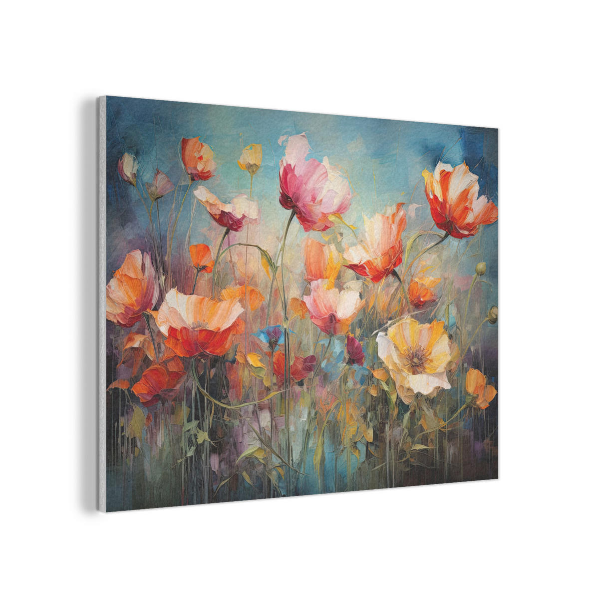 AKUSTIKPANEEL Blumen - Aquarell - Kunst - Botanisch - Natur 100x70 cm - Orange, Textil (100/0.9/70cm) - MuchoWow