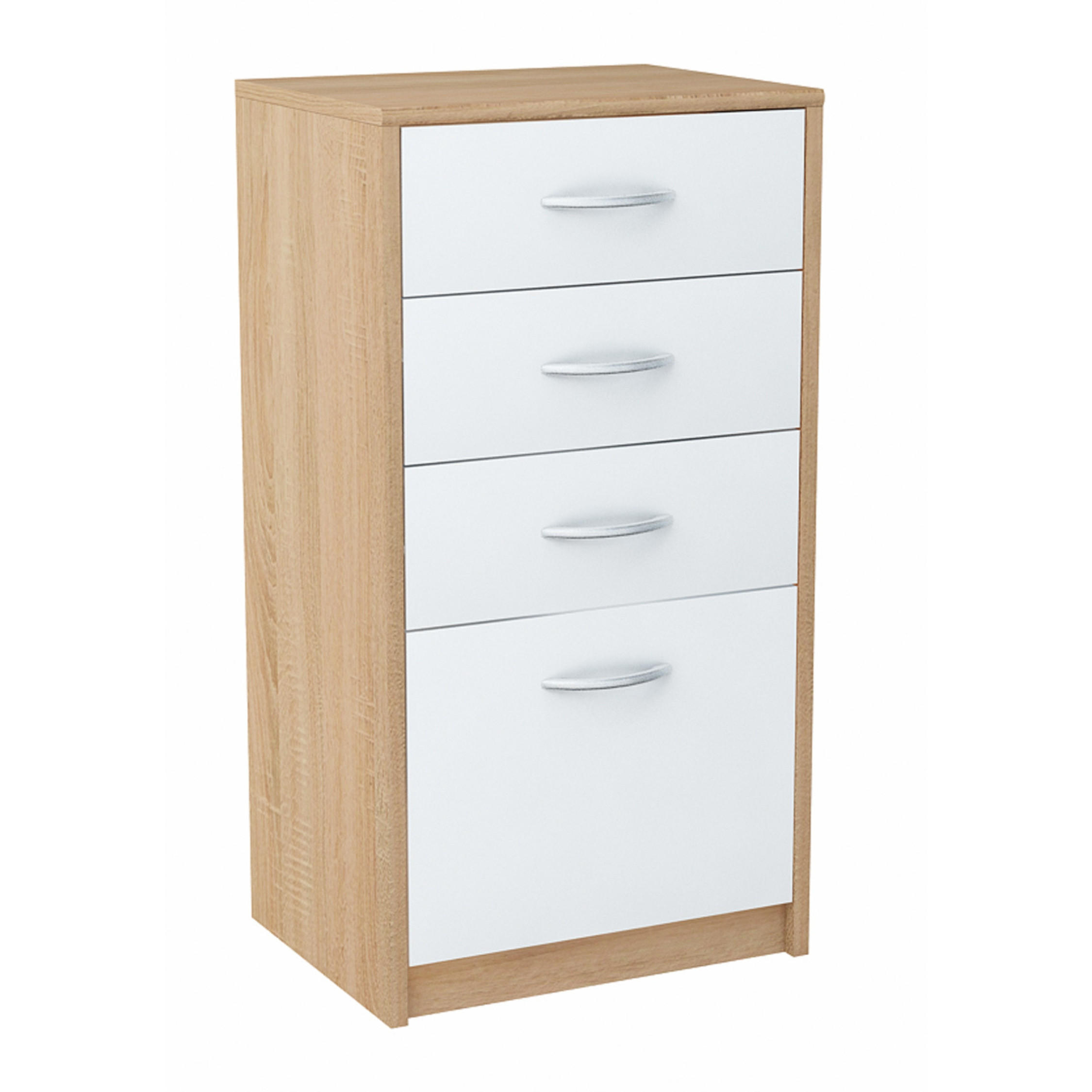 KOMMODE mit 4 Schubladen in sonoma-weiß - Eichefarben/Weiß, Holzwerkstoff (45/85/35cm) - Home Collective