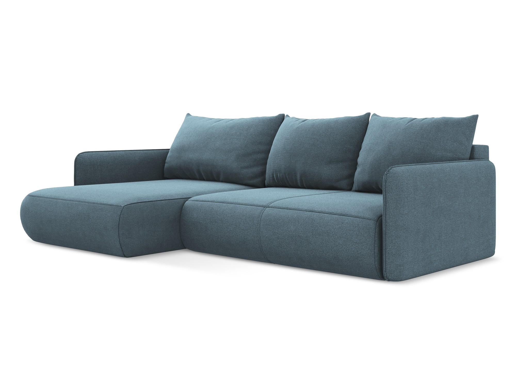 ECKSOFA mit Schlaffunktion Strukturstoff Stoff Blau - Blau/Schwarz, Kunststoff/Textil (148/240cm) - Makamii