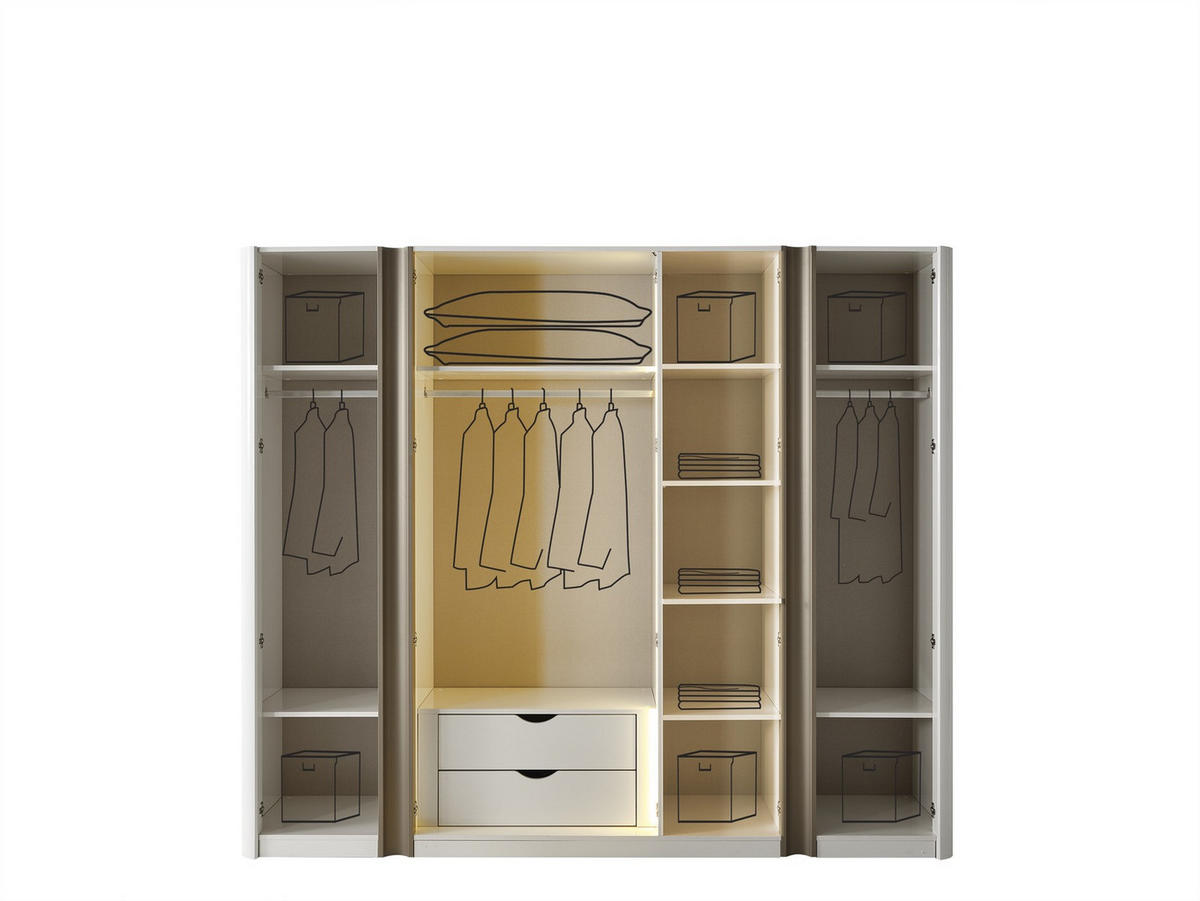 KLEIDERSCHRANK Voyage 6 trg. - Grau, Holzwerkstoff (255/218/60cm)