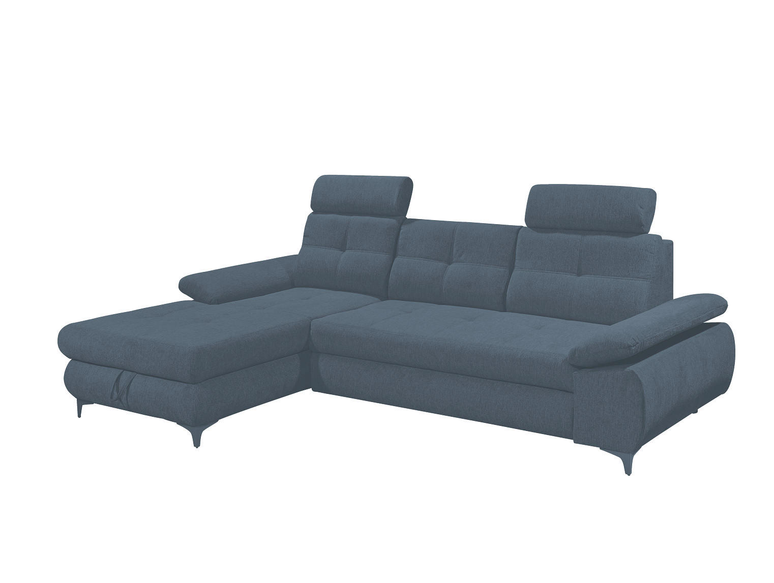 ECKSOFA mit Schlaffunktion und Bettkasten - Schwarz/Dunkelblau, Kunststoff/Textil (274/177cm) - ed exciting design