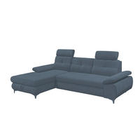 ECKSOFA mit Schlaffunktion und Bettkasten - Schwarz/Dunkelblau, Kunststoff/Textil (274/177cm) - ed exciting design
