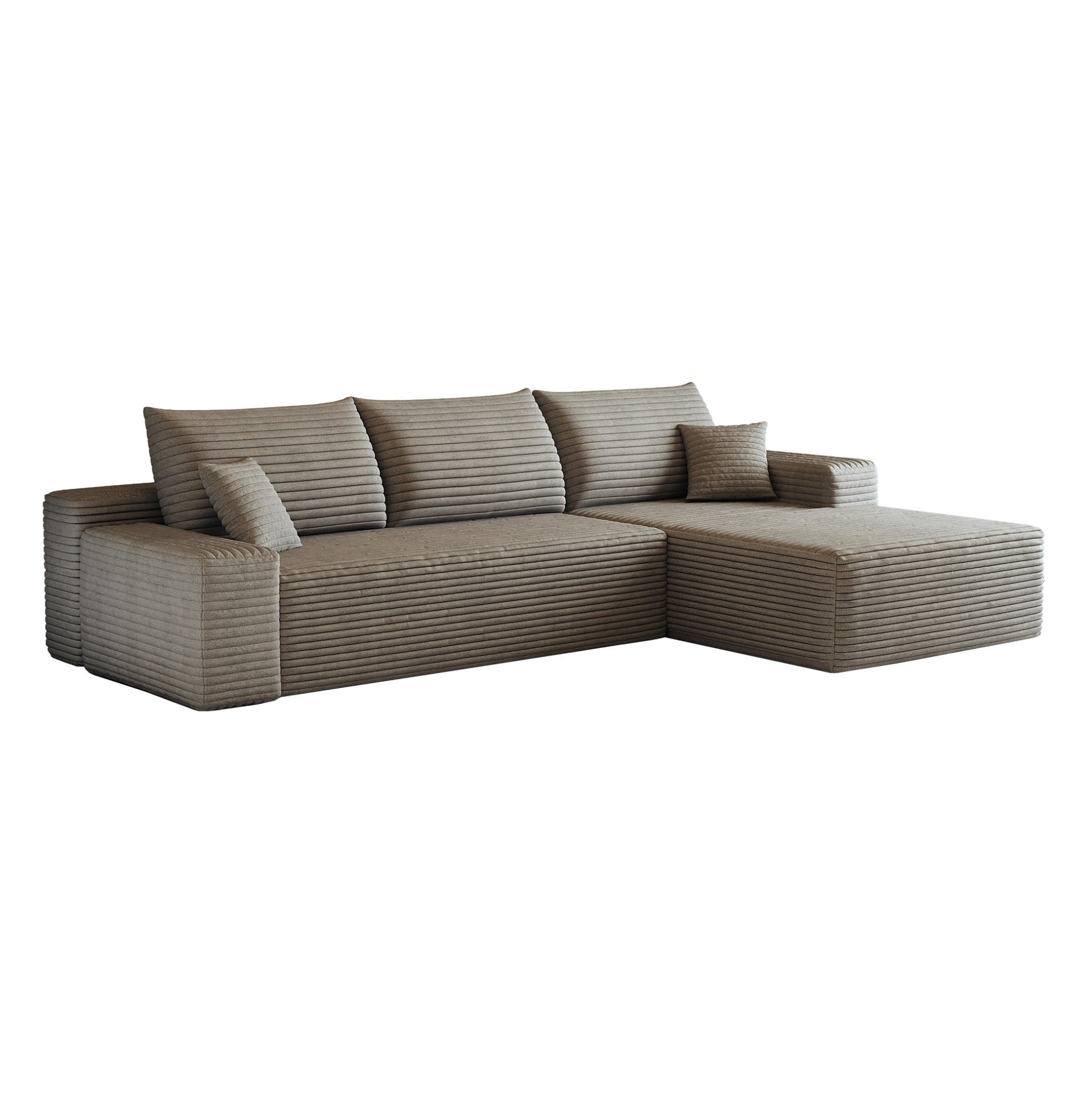 ECKSOFA 270/175/83 cm in Camel aus Cordstoff, modular und ohne Montage - Haselnussfarben, Textil (175/270cm) - Flora Grace