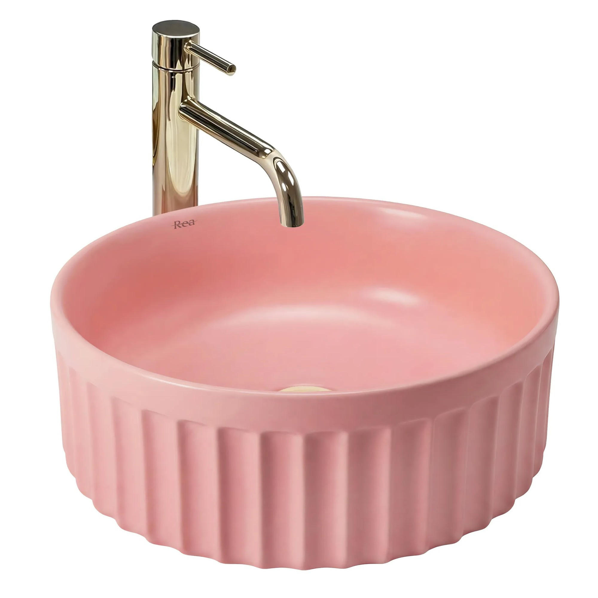 AUFSATZWASCHBECKEN Rea Duo Sweet Pink Matt - Pink, Keramik (38/15/38cm) - REA