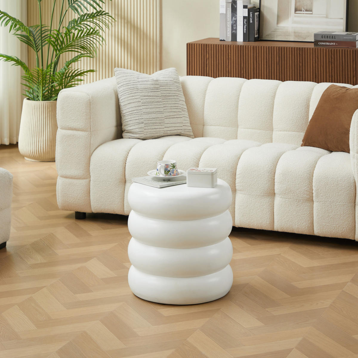 BEISTELLTISCH Rund Weiß 45 x 45 x 52 cm - Weiß, Metall (45/45/45cm) - Nordlys