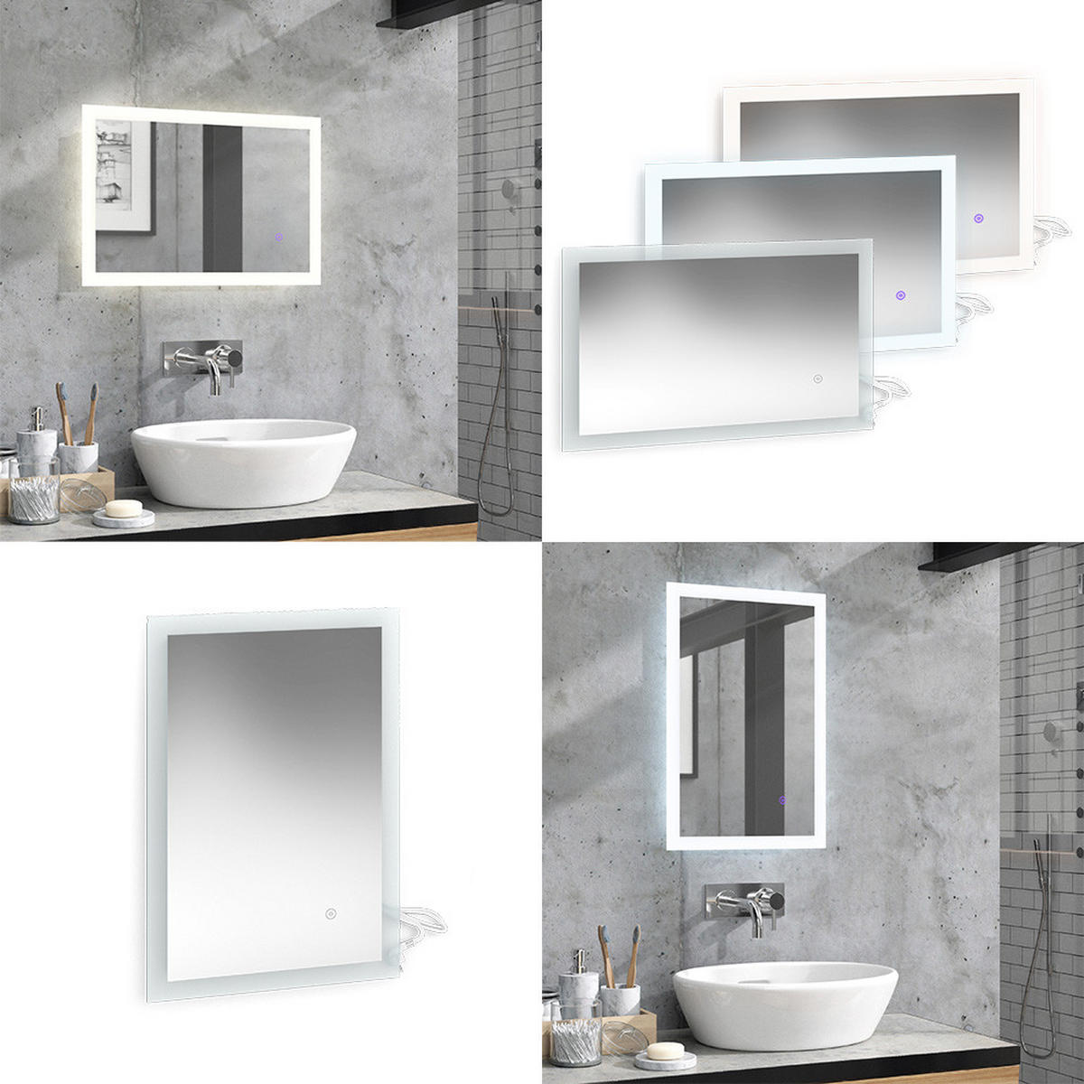 BADEZIMMERSPIEGEL Weiß 60 x 40 cm - Weiß, Glas (60/40/2.8cm) - Vicco