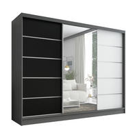 SCHWEBETÜRENSCHRANK 200 cm AURELIA 1 Farbe: Graphit, Schwarz,Weiß - Graphitfarben/Schwarz, Holzwerkstoff (200/215/60cm) - A&J MöbelLand