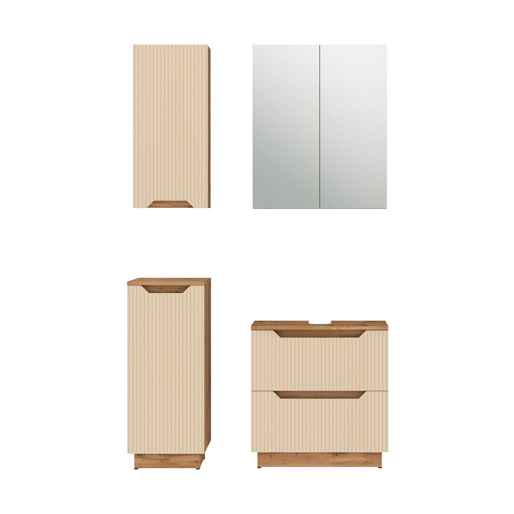 KOUPELNOVÝ NÁBYTEK Lotta Dubový/kašmírový pruhovaný - kašmírová/barva dubu, kompozitní dřevo (59.8/62.5/32cm) - Vicco