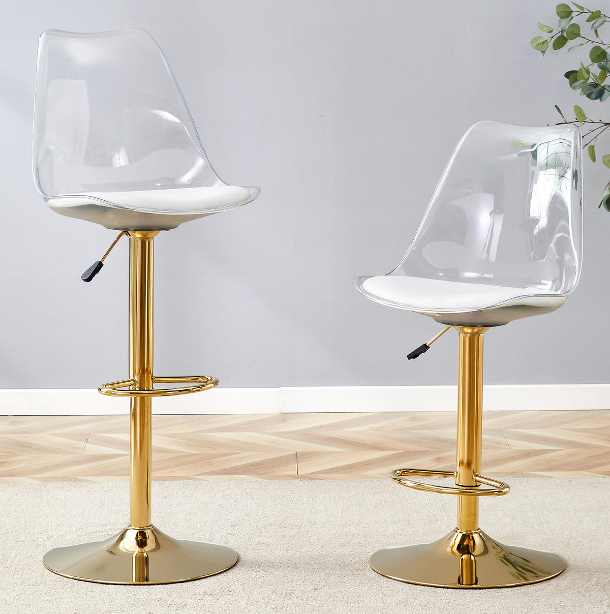 BARHOCKER 2er-Set höhenverstellbar drehbar Gold Transparent - Goldfarben, Metall (53.3/120/45.7cm) - Meubliv