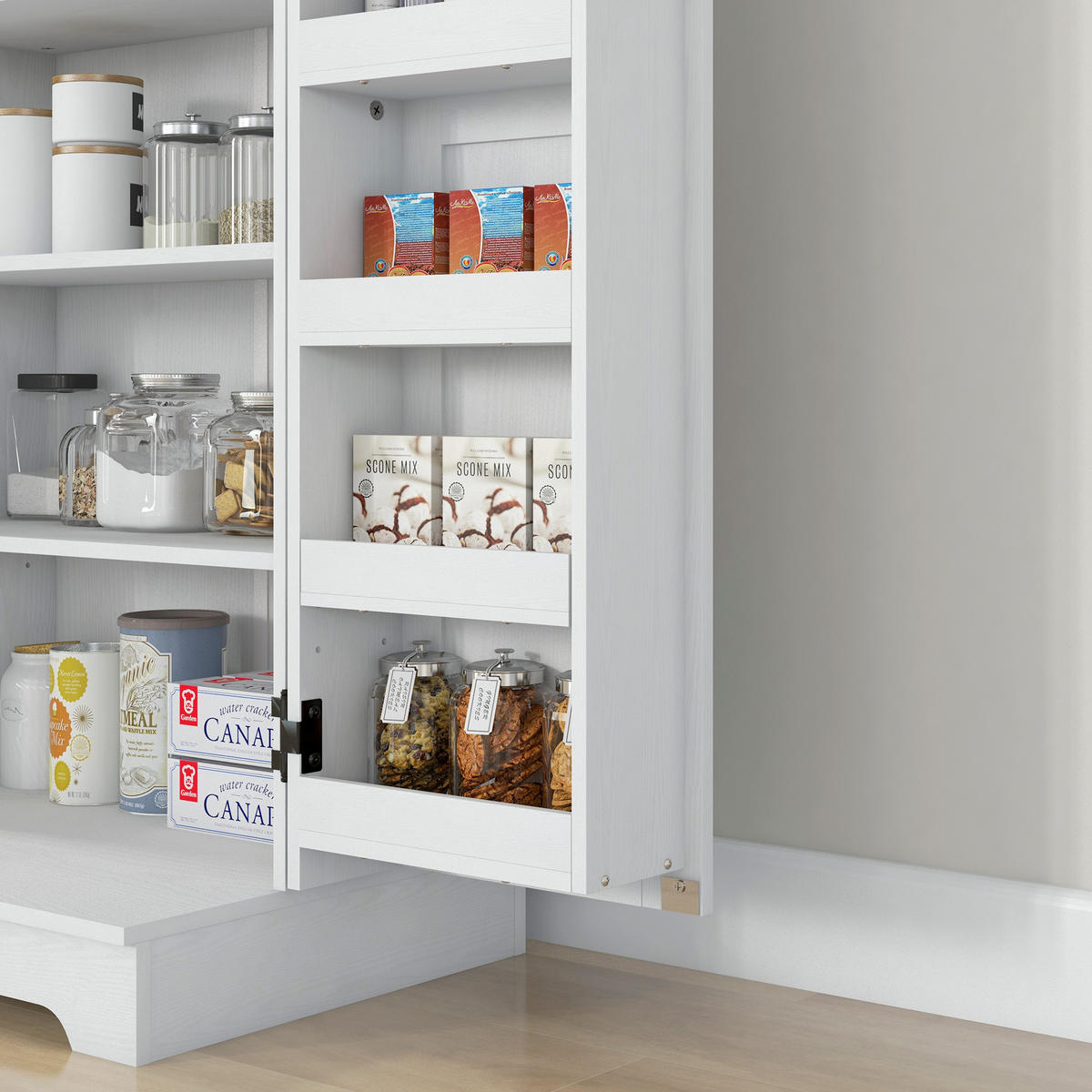 MEHRZWECKSCHRANK DE-11107 5 Ebenen mit verstellbaren Böden & Türregalen Creme - Creme, Holzwerkstoff (40/120/60cm) - ComfortXL
