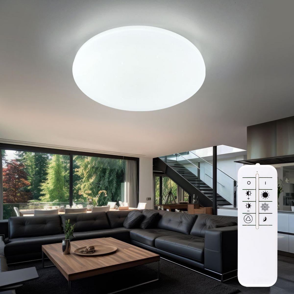 LED DECKENLEUCHTE Weiß mit Sterneneffekt - Weiß, Metall (54/54/7.6cm) - Globo Lighting