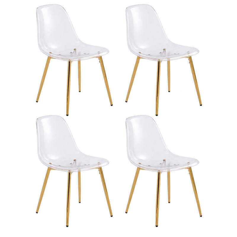 STUHL modern-minimalistisch Transparent ABS Metall Golden 4er-Set - Goldfarben, Metall (47/81/45cm) - Meubliv