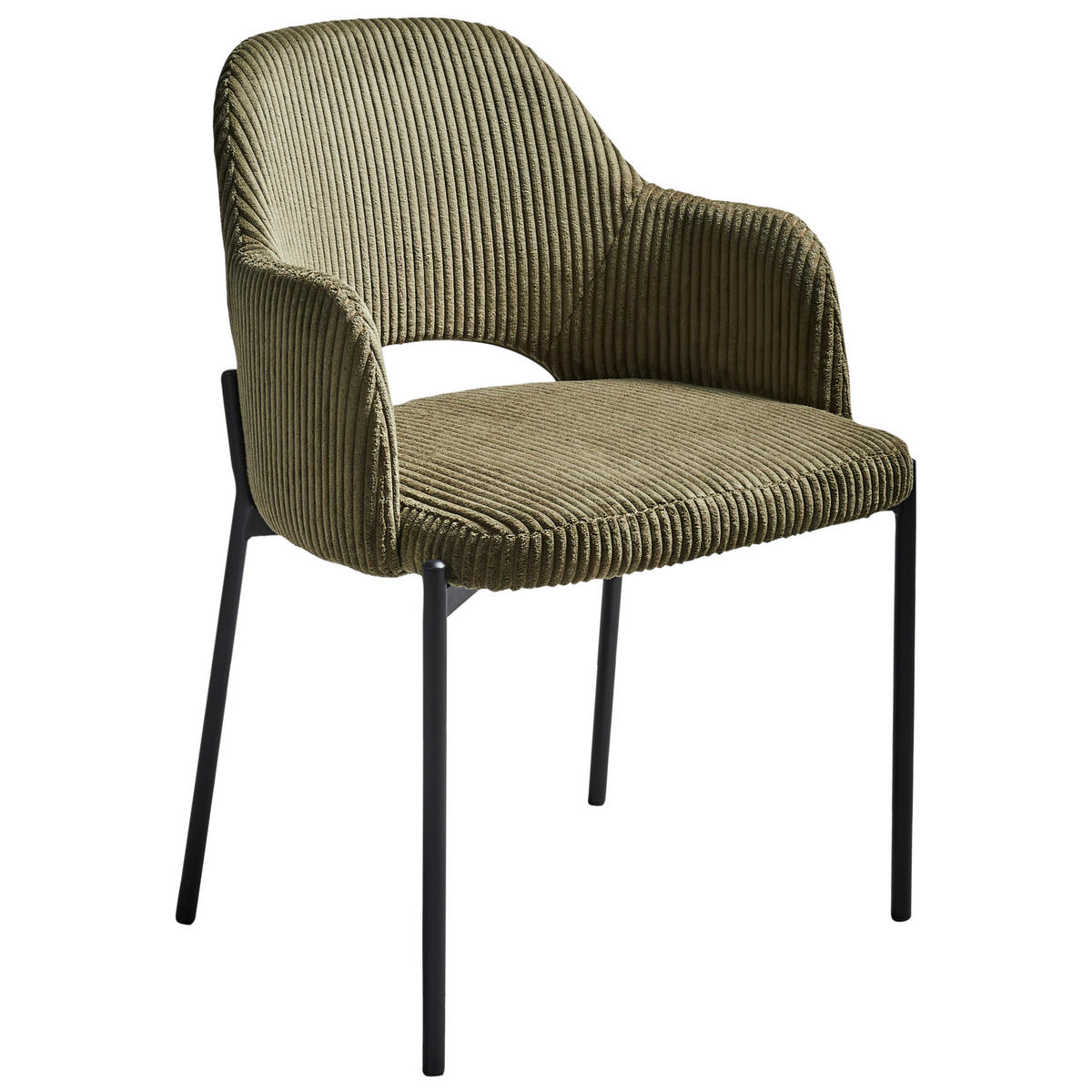 ESSZIMMERSTUHL 2er-Set Olivgrün Raton - Schwarz/Grün, Textil (53/81/55cm) - Beliani