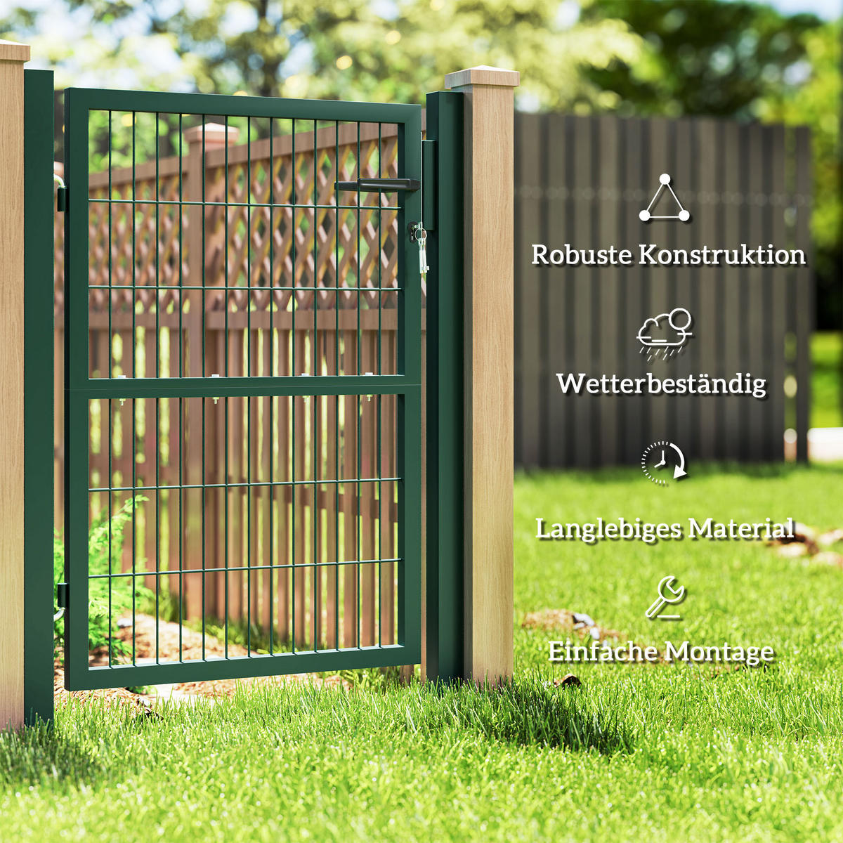 GARTENTOR aus Stahl - Grün, Metall (6/170cm) - Outsunny