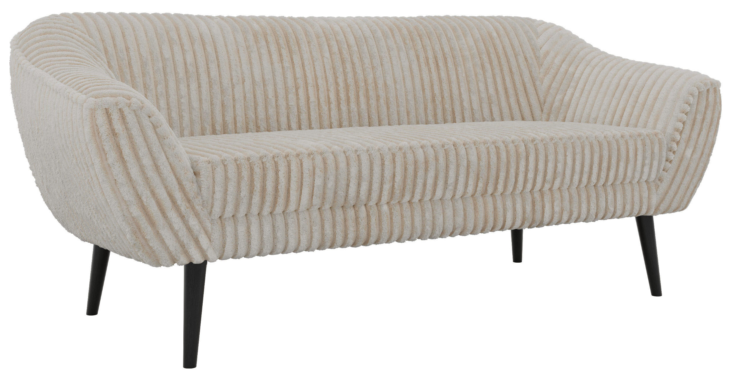TROJMIESTNA POHOVKA PIRS 3 - Béžová Manšester - Čierne nohy - čierna/krémová, kompozitné drevo/textil (180/75/74cm) - MKS