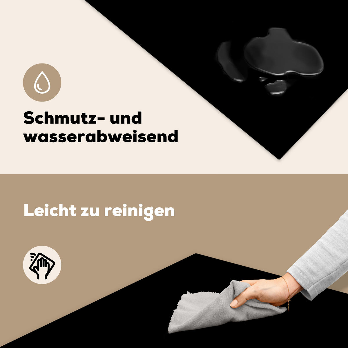 HERDABDECKPLATTE Schwarz - Einfarbig 78x78 cm - Schwarz, Kunststoff (78/0.2/78cm) - MuchoWow