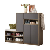 SCHUHSCHRANK Bank mit Sitz Grau 140x35x110cm - Grau, Holzwerkstoff (35/110/140cm) - FLIEKS