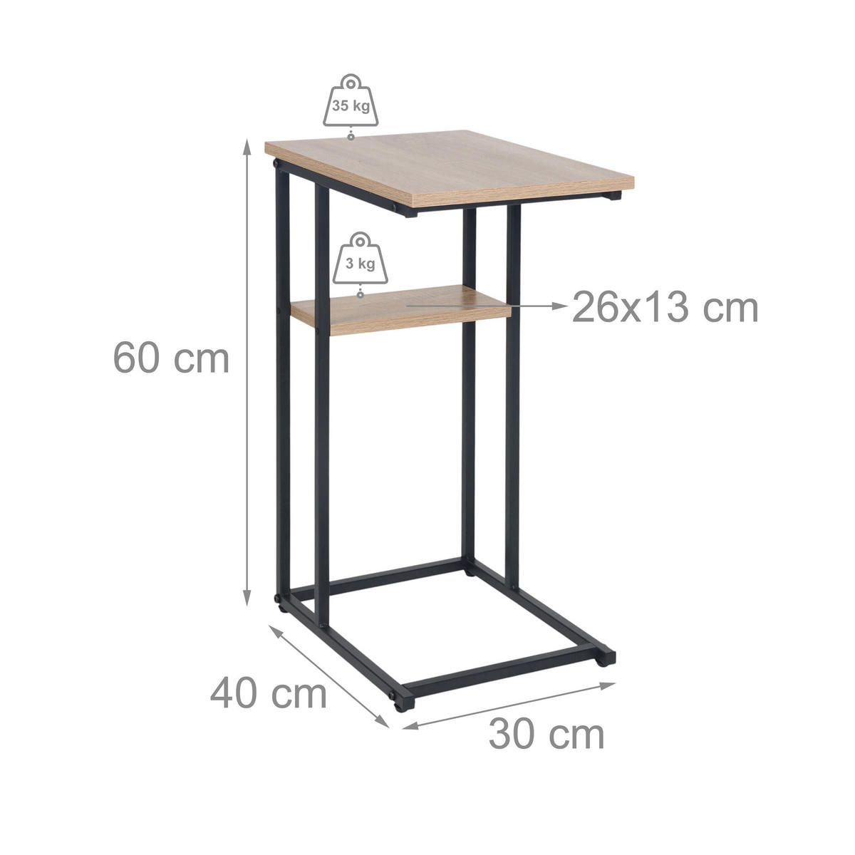 BEISTELLTISCH - Multicolor, Holzwerkstoff/Metall (30/40/60cm) - Relaxdays