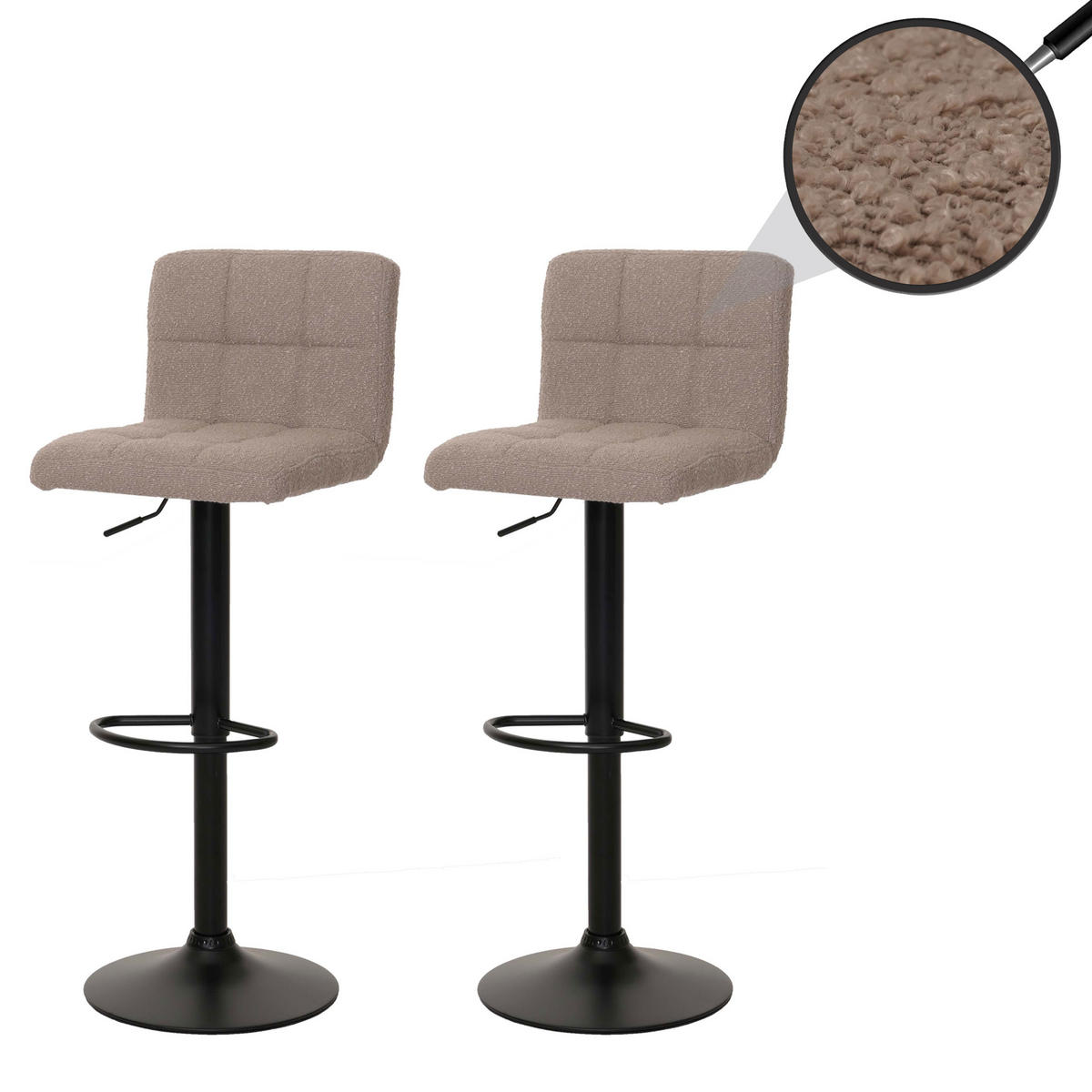BARHOCKER taupe 2er-Set - Taupe, Textil (38/107/41cm) - MCW
