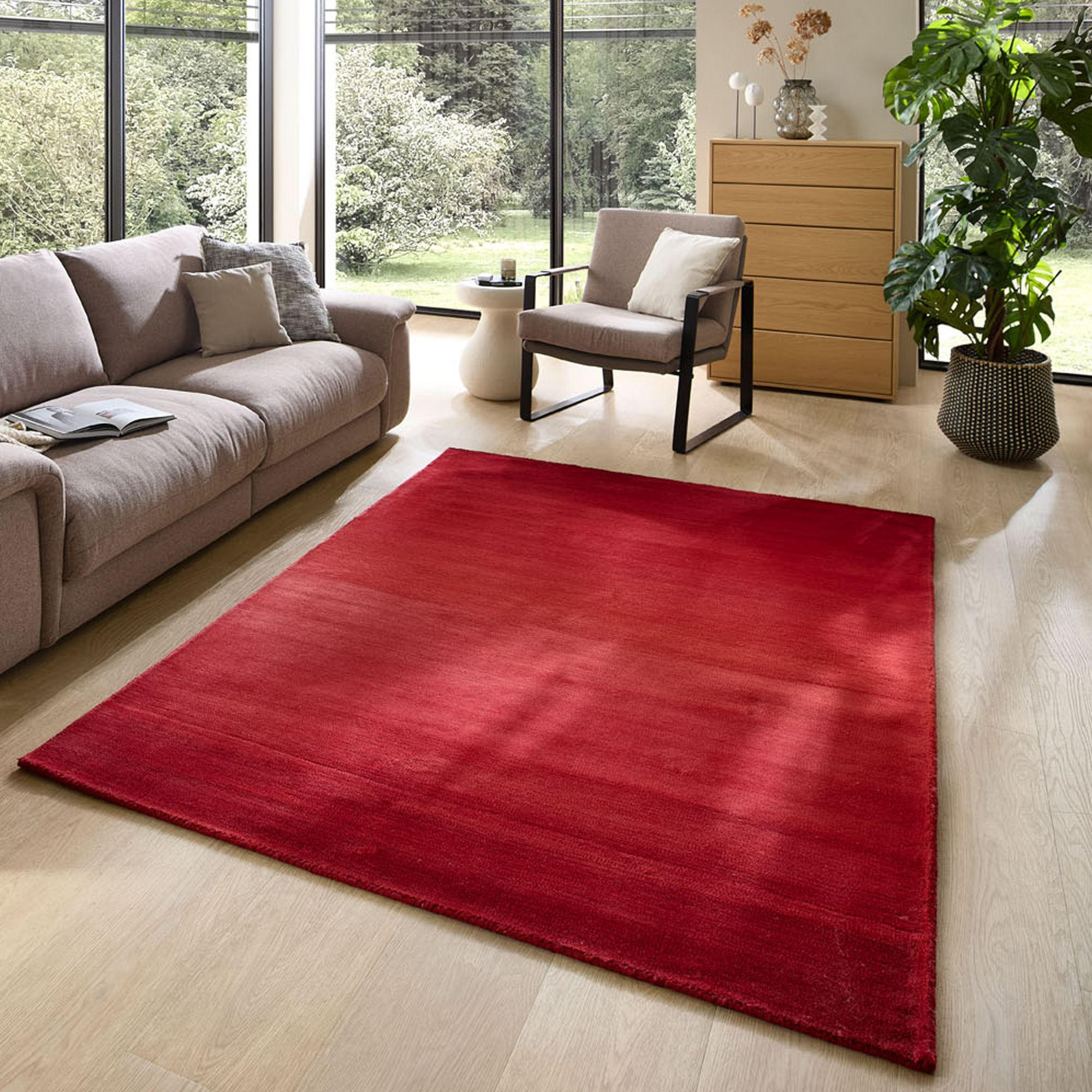 TUFTTEPPICH Wool Comfort 60x90 cm - Rot, Textil (60/90cm) - THEKO