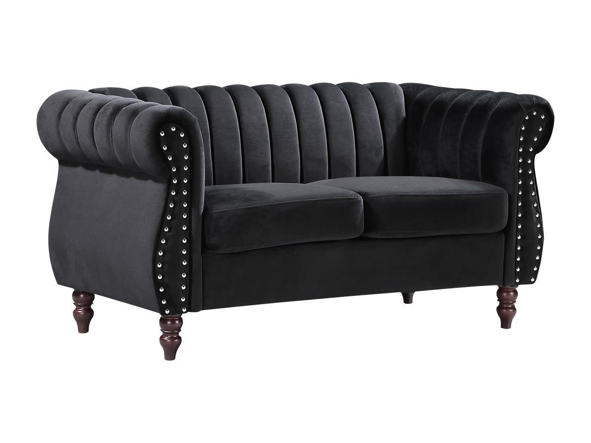 CHESTERFIELD-SOFA - 2-Sitzer - Samt - Schwarz - TRUMBO - Schwarz, Textil (78/77/150cm) - Vente-Unique