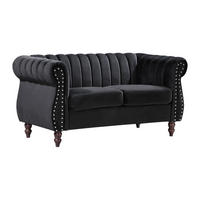 CHESTERFIELD-SOFA - 2-Sitzer - Samt - Schwarz - TRUMBO - Schwarz, Textil (78/77/150cm) - Vente-Unique