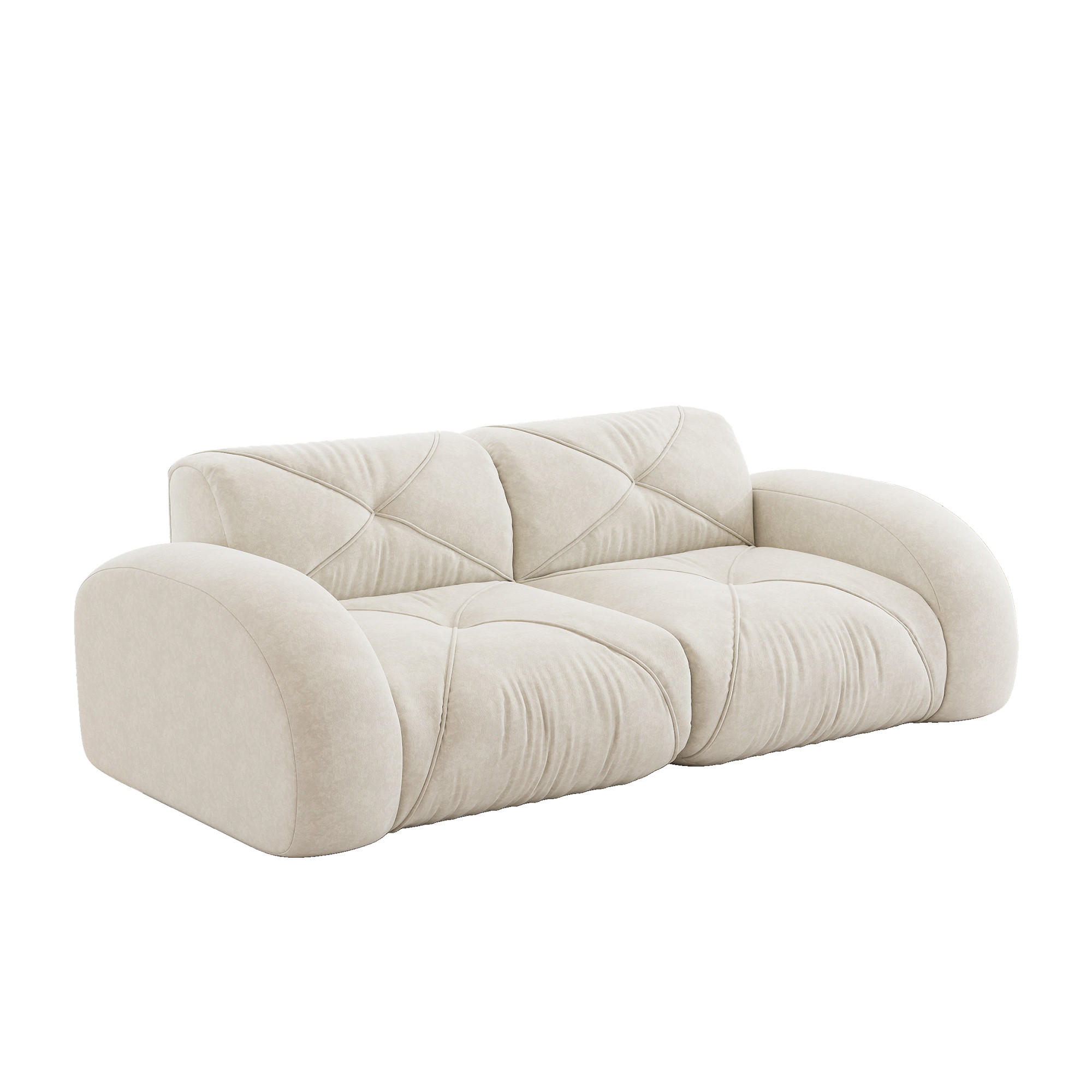 SOFA 204×95×76 cm Chenille rahmenlos modular 2-Sitzer, weiß - Weiß, Textil (95/76/204cm) - Luhomfu