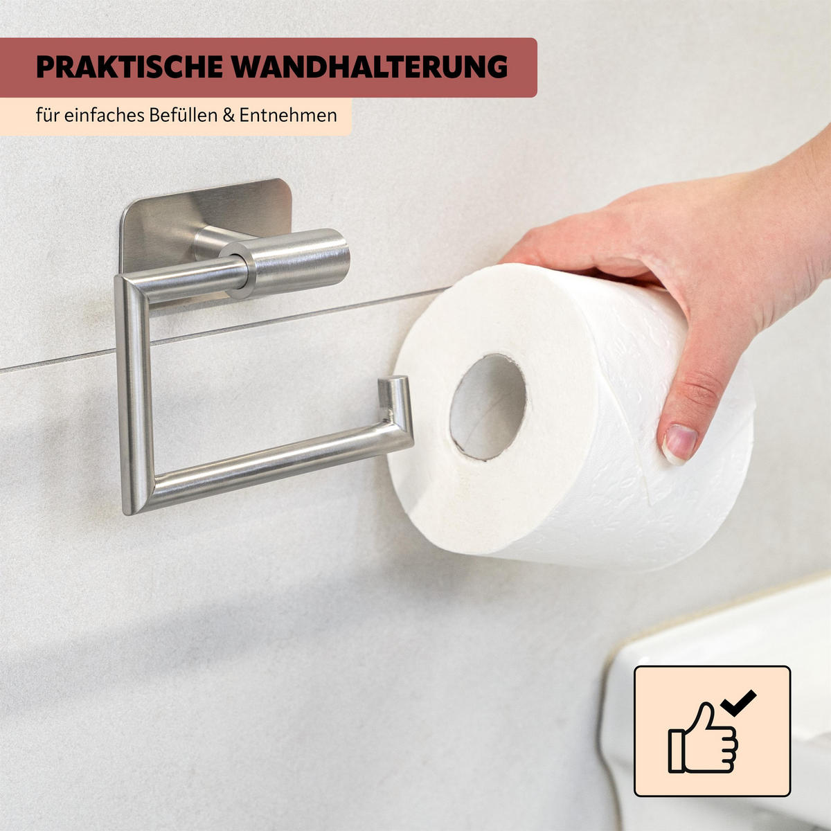 TOILETTENPAPIERHALTER PIAZZA TAPE, Edelstahl, matt - Edelstahlfarben, Metall (15/10.5/5.5cm) - bremermann