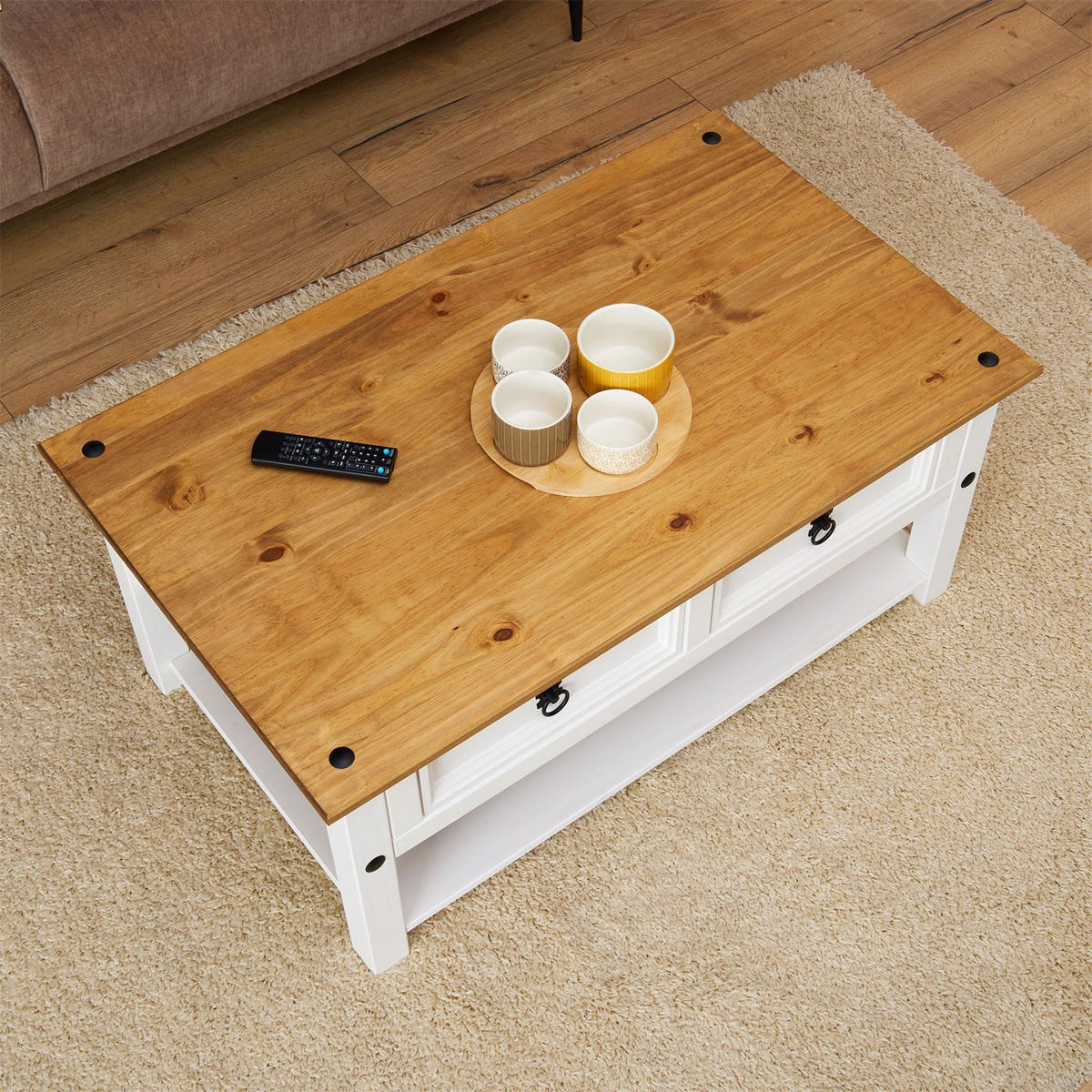 COUCHTISCH CAMPO - Weiß/Braun, Holz (60/100/45cm) - CARO-Möbel