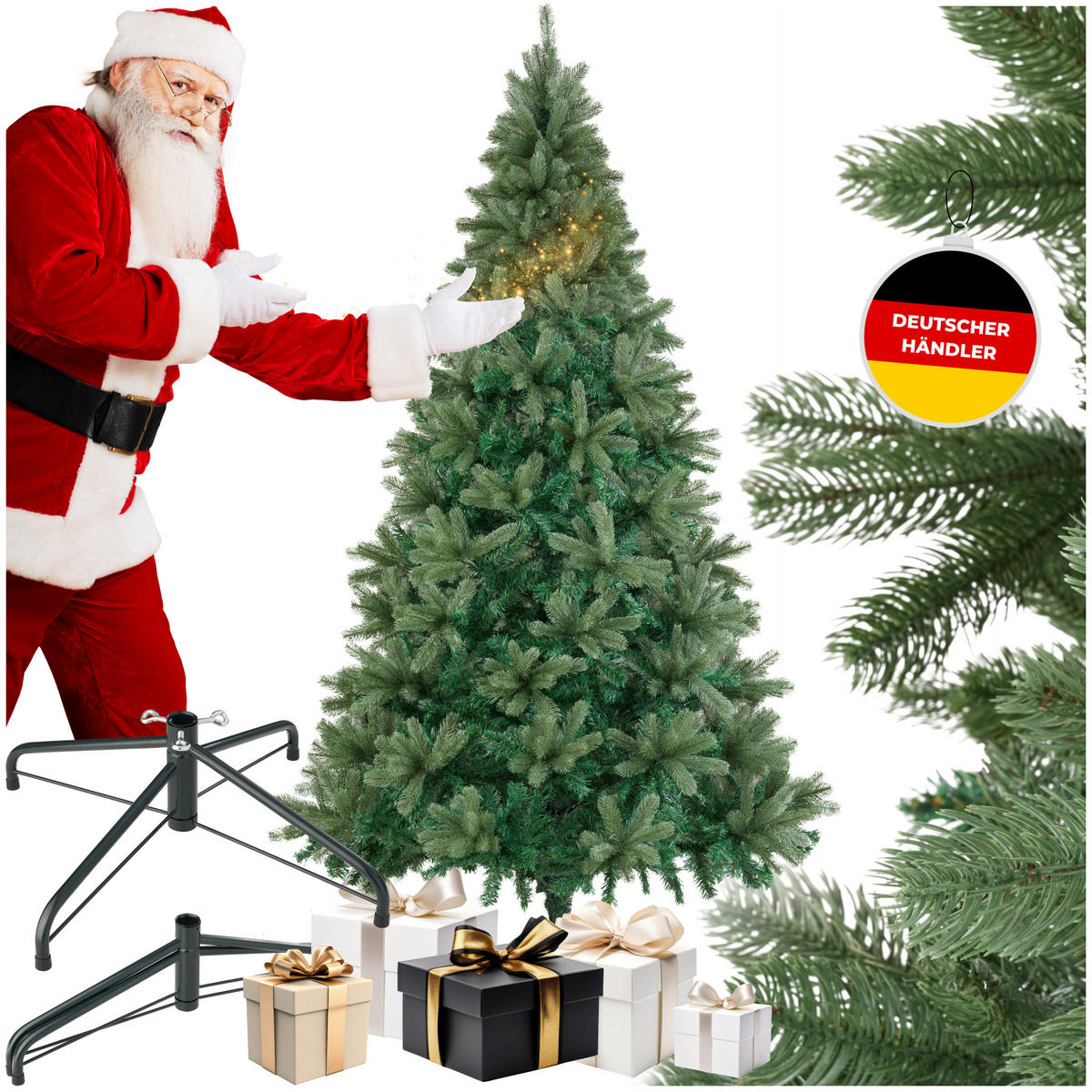 WEIHNACHTSBAUM Prancer,pulverbeschichteter Metallständer mit Kunststoffkappen,grün - Grün, Kunststoff (230cm) - tectake