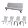 ESSZIMMER-SET Hellgrau 5er-Set - Hellgrau, Textil (160/90/64cm) - MCW