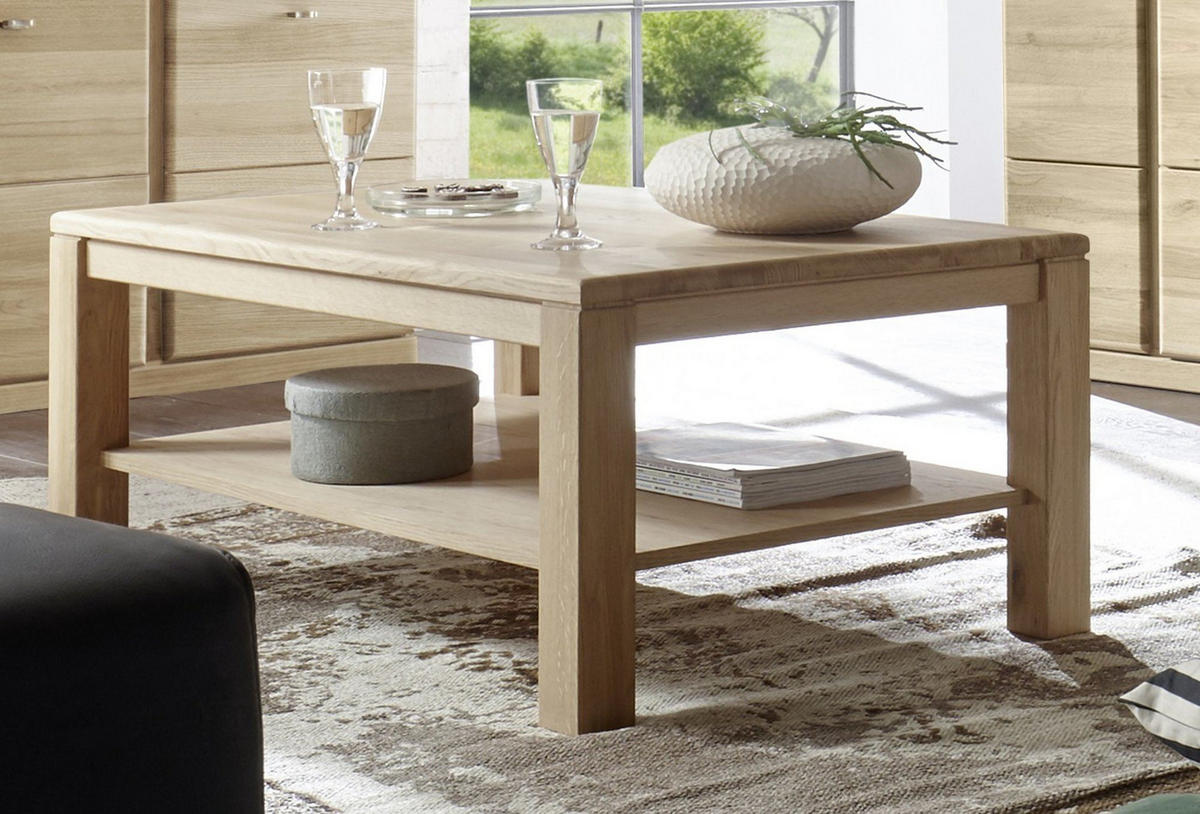 COUCHTISCH Teilmassiv Ianisha 110x45x70 Wohnzimmertisch Wildeiche Bianco geölt - Braun, Holz (110/70/45cm) - 58aufmkessel